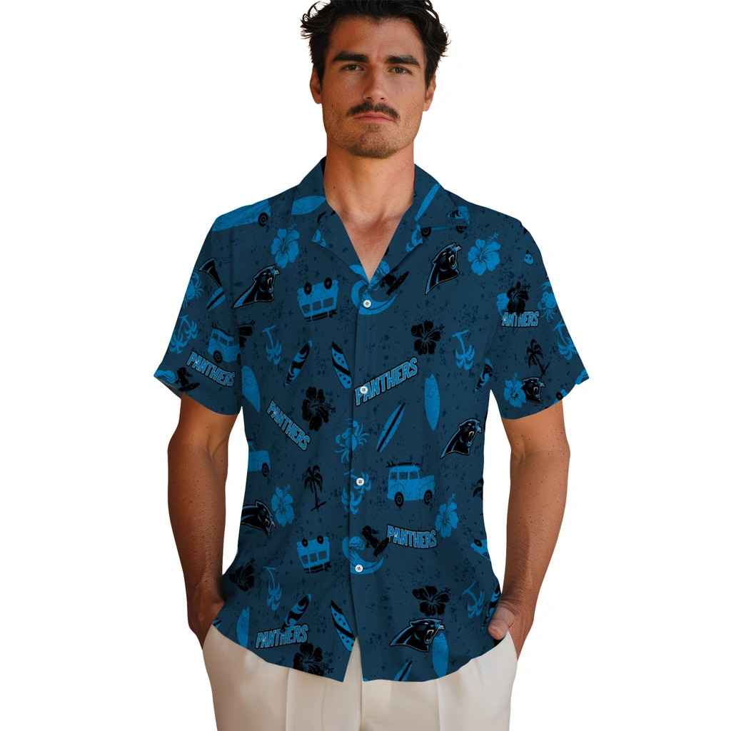 Carolina Panthers Hawaiian Shirt - Beach Vibe carolina panthers beach vibe navy hawaiian shirts fashion forward