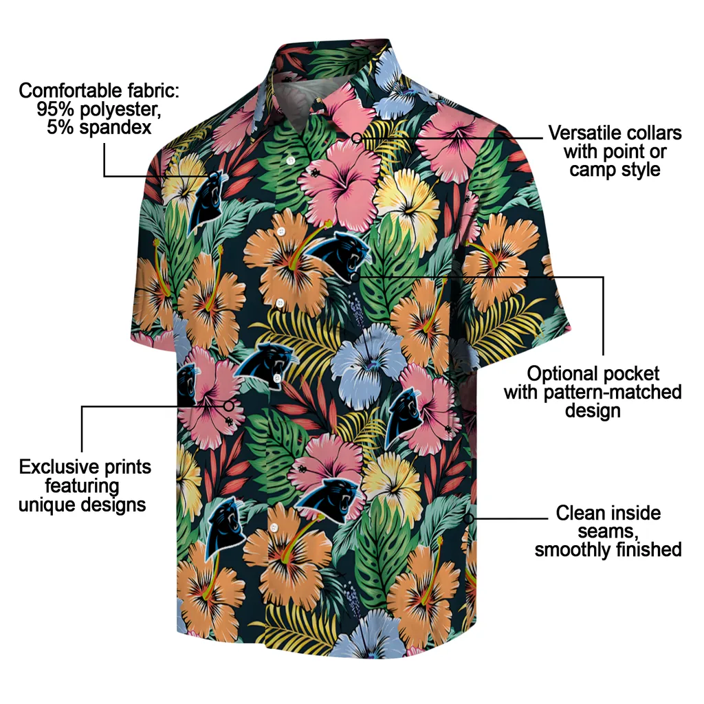 Carolina Panthers Hawaiian Shirt - Brilliant Hibiscus Garden carolina panthers brilliant hibiscus garden hawaiian shirts new arrival