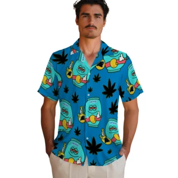 carolina panthers bong smile blue hawaiian shirts fashion forward