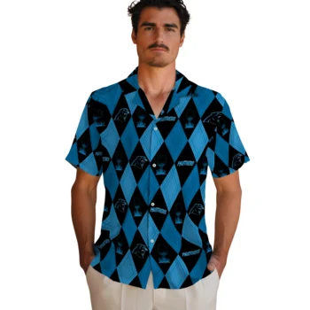 carolina panthers balloon plaid blue hawaiian shirts fashion forward