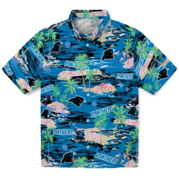 carolina panthers flamingo retreat blue hawaiian shirts best selling