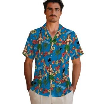 carolina panthers hawaiian girls design blue hawaiian shirts fashion forward