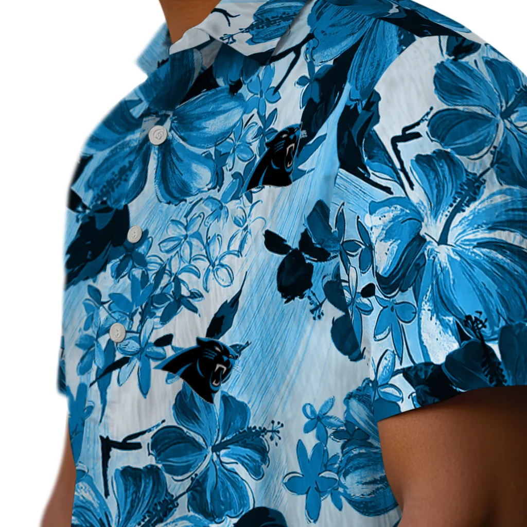 Carolina Panthers Hawaiian Shirt - Hibiscus Arrangement carolina panthers hibiscus arrangement blue hawaiian shirts trendy