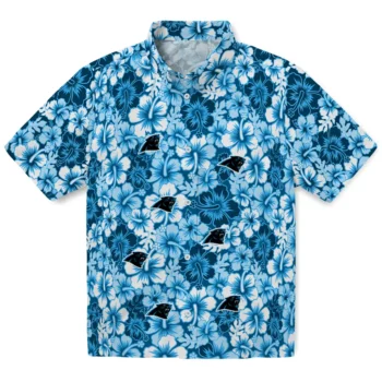 carolina panthers hibiscus blooms blue hawaiian shirts best selling