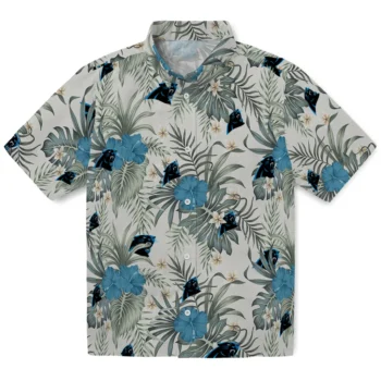 carolina panthers hibiscus designs beige hawaiian shirts best selling