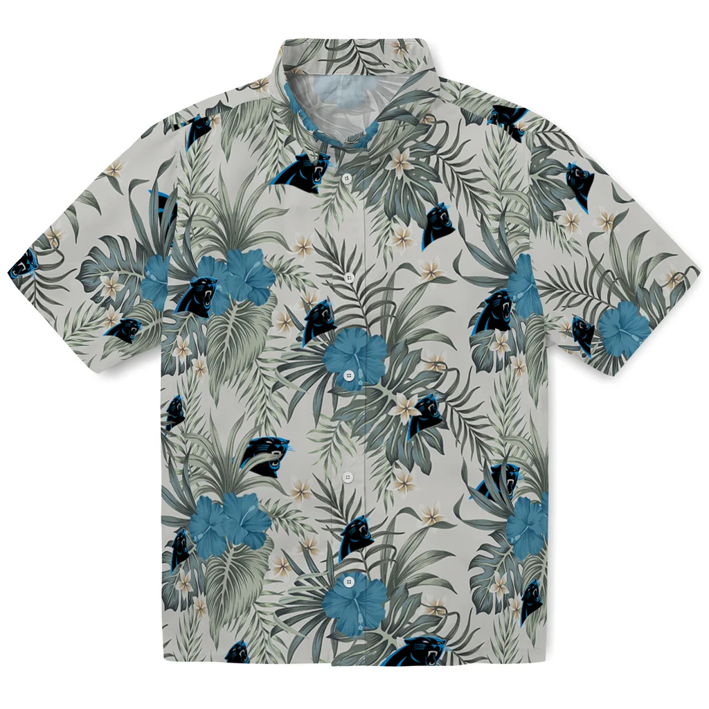 Carolina Panthers Hawaiian Shirt - Hibiscus Designs carolina panthers hibiscus designs beige hawaiian shirts best selling
