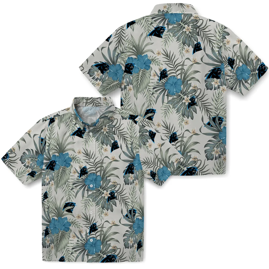 Carolina Panthers Hawaiian Shirt - Hibiscus Designs carolina panthers hibiscus designs beige hawaiian shirts high quality
