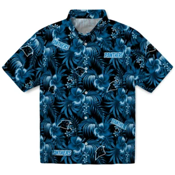 carolina panthers hibiscus exotic blue hawaiian shirts best selling