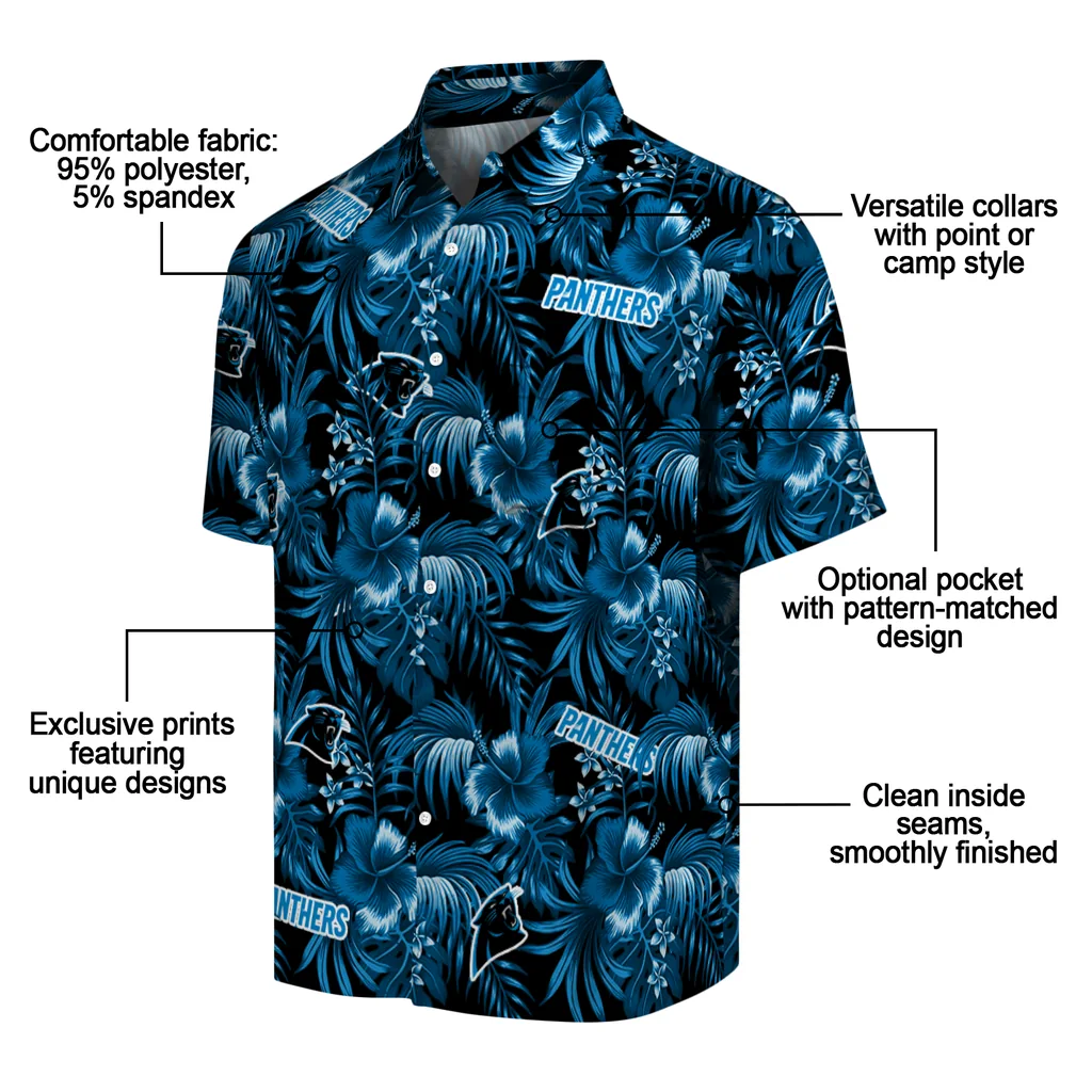 Carolina Panthers Hawaiian Shirt - Hibiscus Exotic carolina panthers hibiscus exotic blue hawaiian shirts new arrival