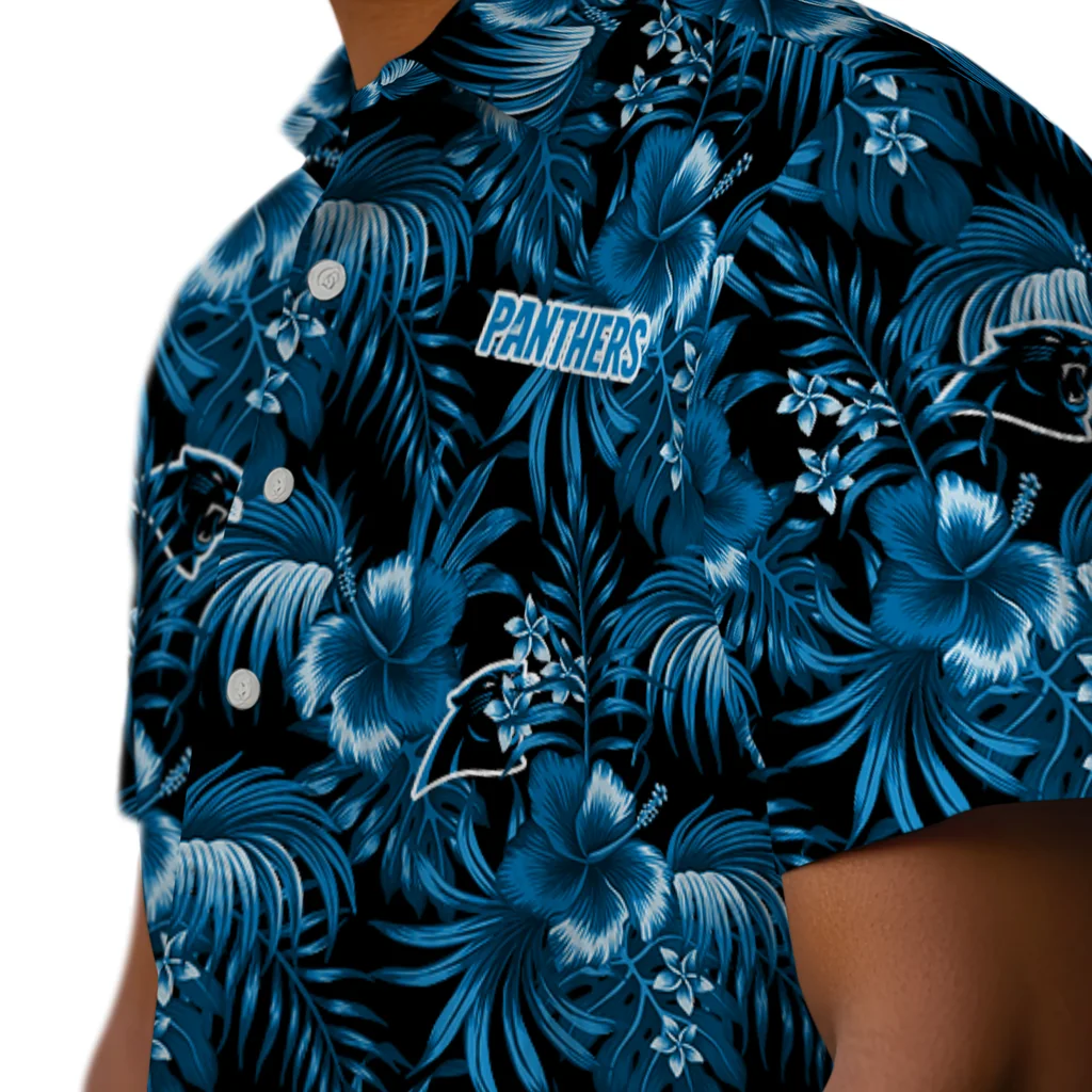 Carolina Panthers Hawaiian Shirt - Hibiscus Exotic carolina panthers hibiscus exotic blue hawaiian shirts trendy