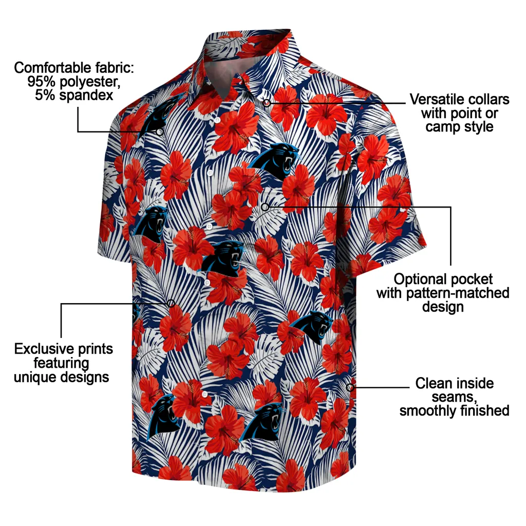 Carolina Panthers Hawaiian Shirt - Hibiscus Fiesta carolina panthers hibiscus fiesta red royal blue hawaiian shirts new arrival