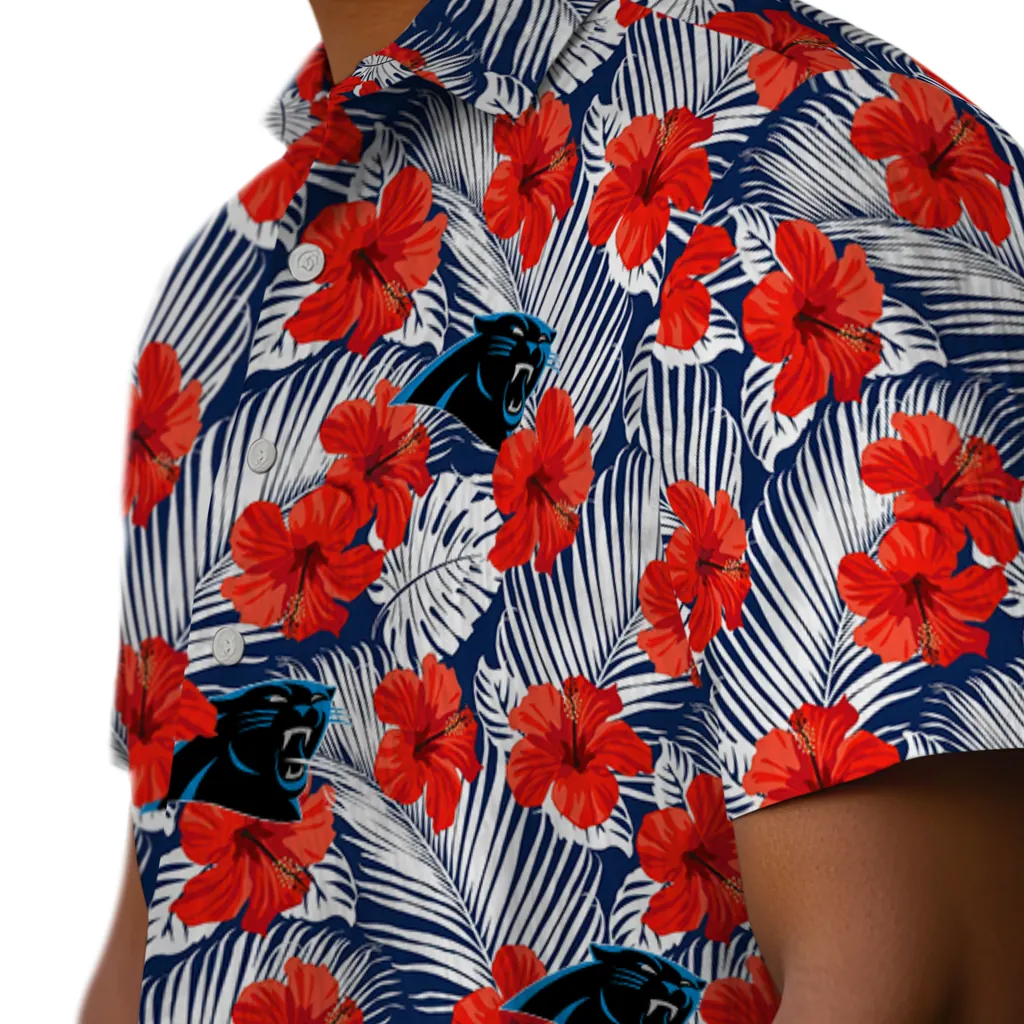 Carolina Panthers Hawaiian Shirt - Hibiscus Fiesta carolina panthers hibiscus fiesta red royal blue hawaiian shirts trendy
