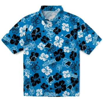 carolina panthers hibiscus bloom blue hawaiian shirts best selling
