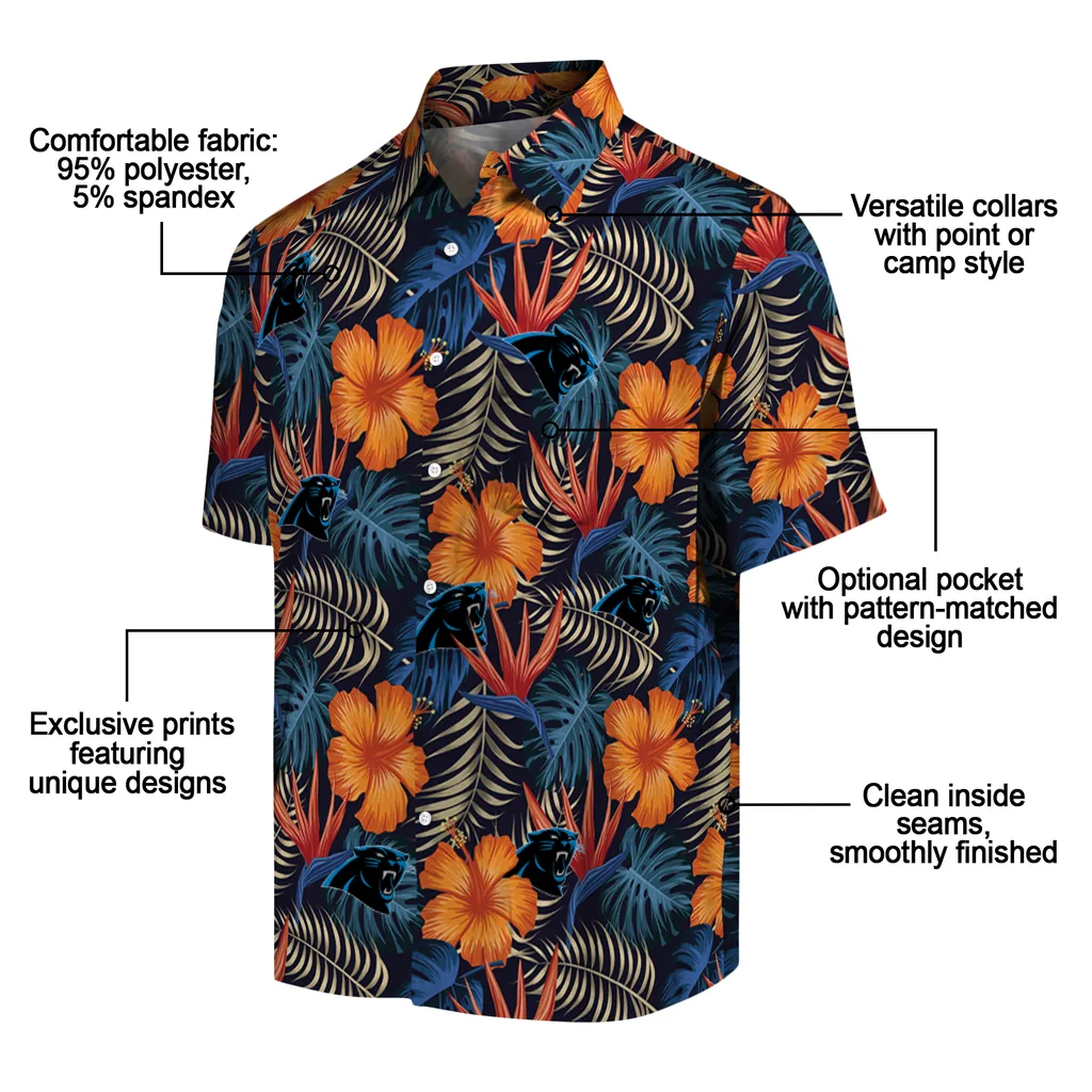 Carolina Panthers Hawaiian Shirt - Hibiscus Foliage carolina panthers hibiscus foliage hawaiian shirts new arrival
