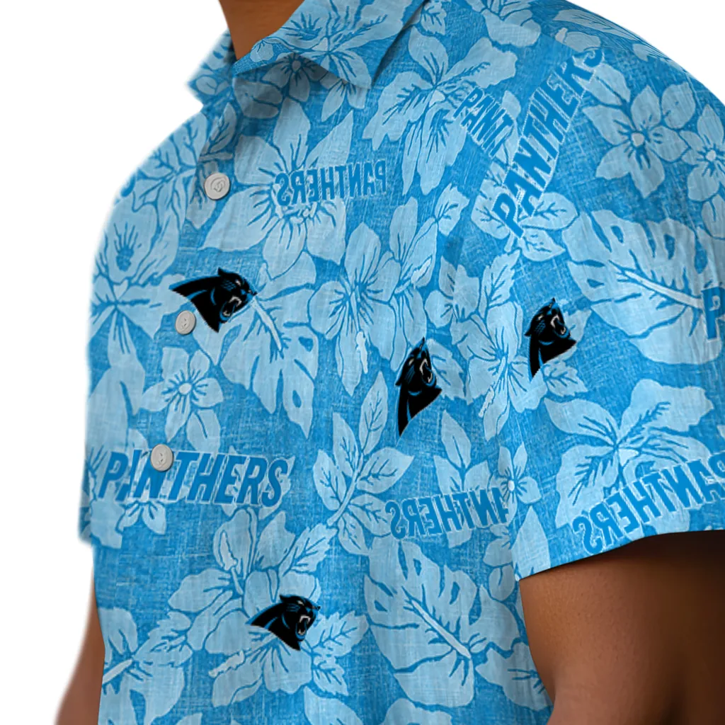 Carolina Panthers Hawaiian Shirt - Hibiscus Oasis carolina panthers hibiscus oasis blue hawaiian shirts trendy
