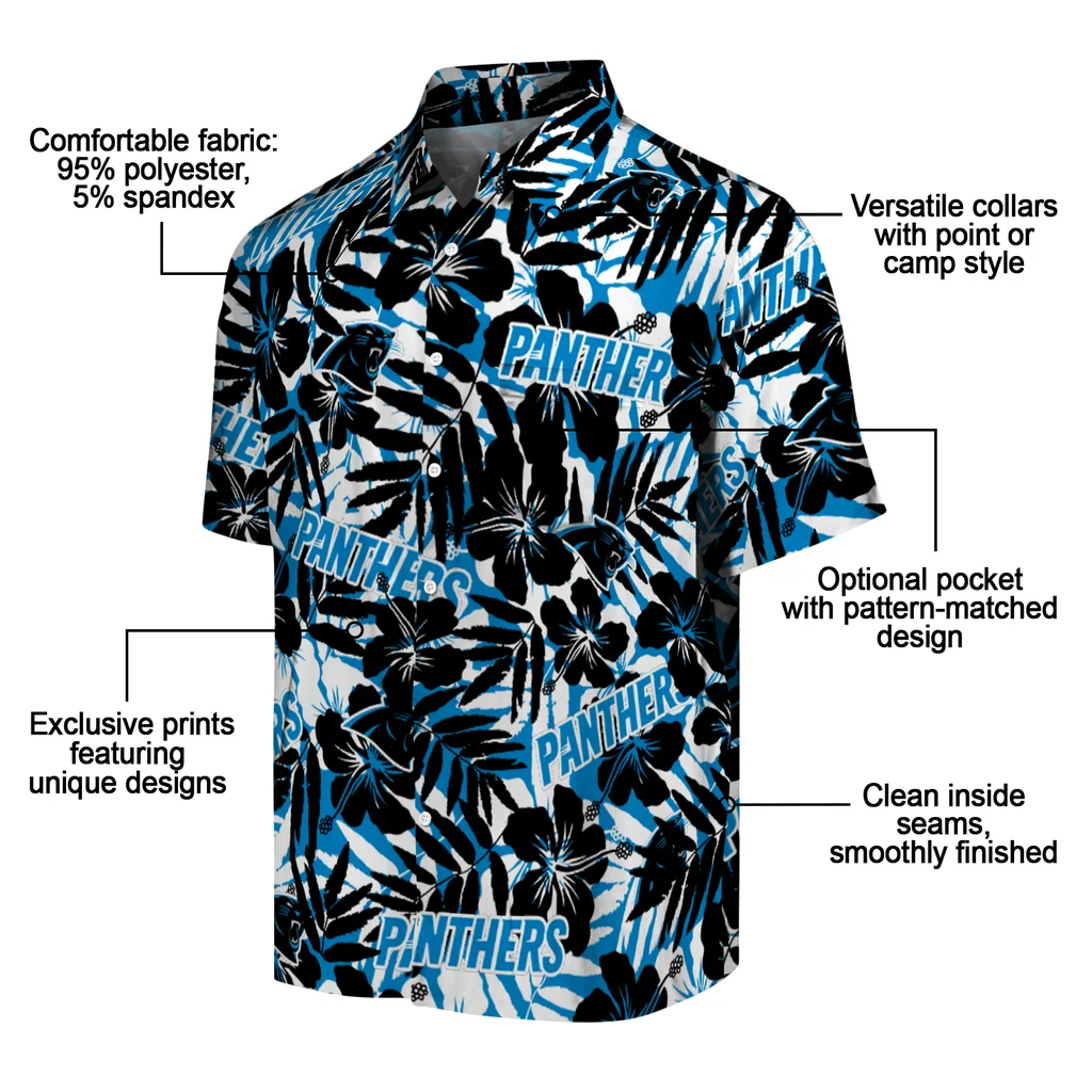 Carolina Panthers Hawaiian Shirt - Hibiscus Overlay carolina panthers hibiscus overlay hawaiian shirts new arrival