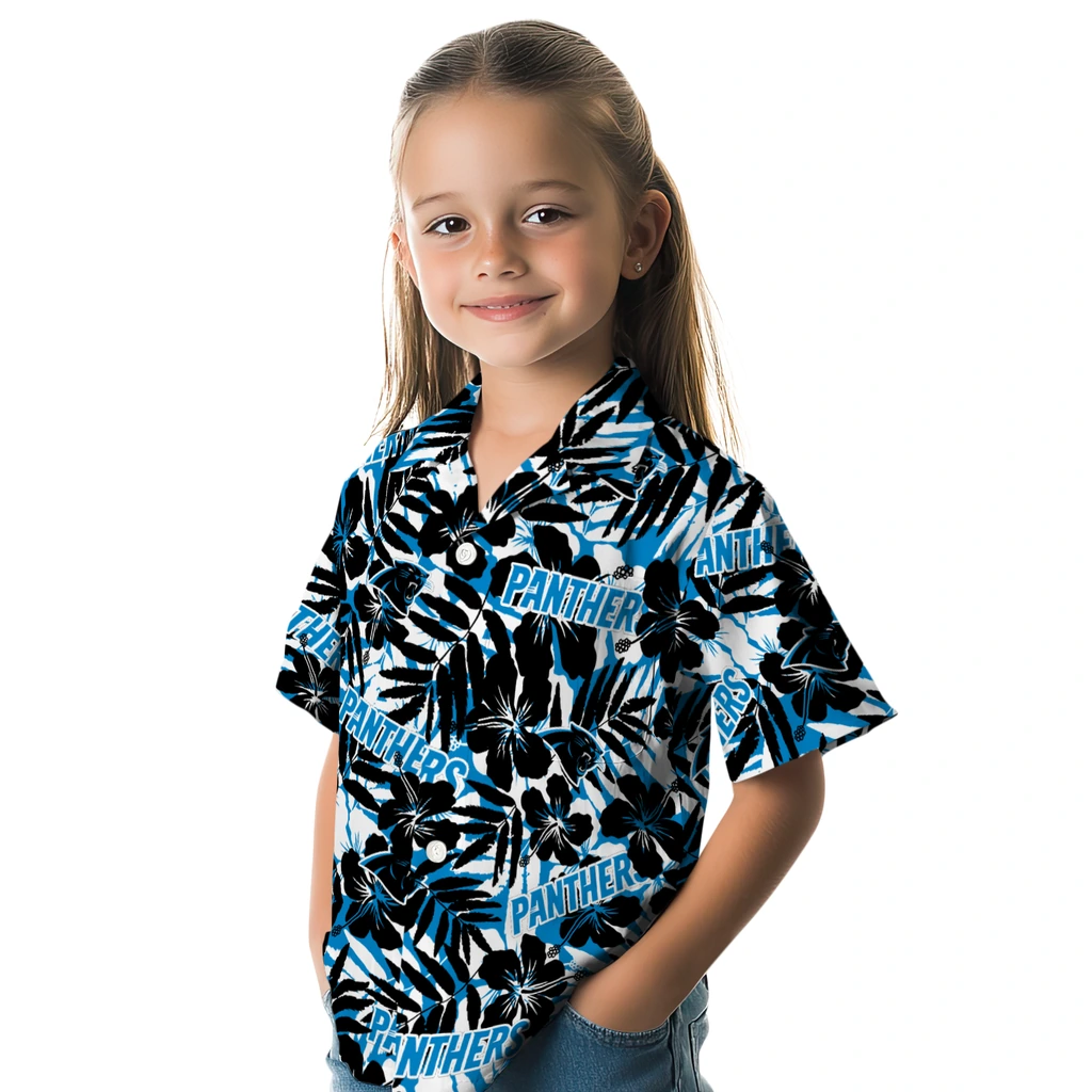 Carolina Panthers Hawaiian Shirt - Hibiscus Overlay carolina panthers hibiscus overlay hawaiian shirts premium grade