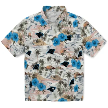 carolina panthers hibiscus seaside white hawaiian shirts best selling