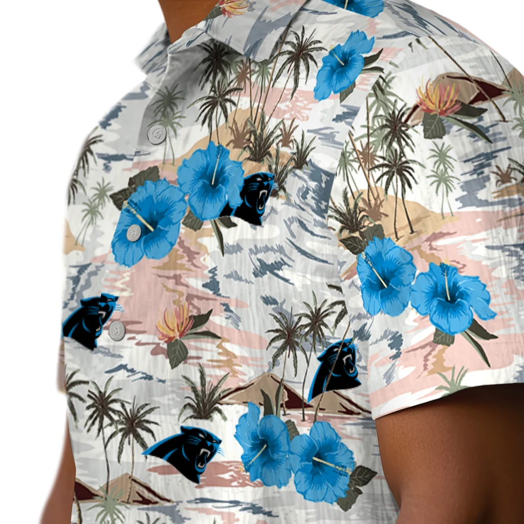 Carolina Panthers Hawaiian Shirt - Hibiscus Seaside carolina panthers hibiscus seaside white hawaiian shirts trendy