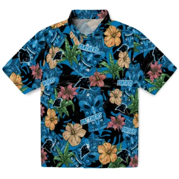 carolina panthers tiki jungle blue hawaiian shirts best selling
