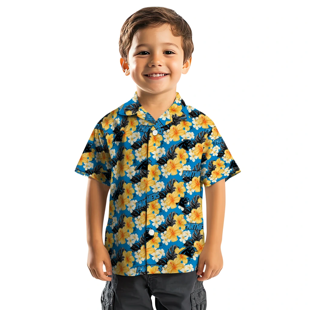 Carolina Panthers Hawaiian Shirt - Hibiscus Tropics carolina panthers hibiscus tropics blue yellow hawaiian shirts top rated