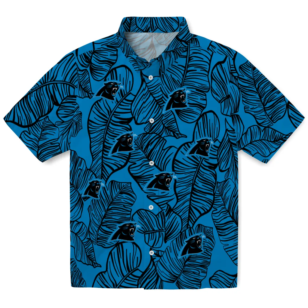 Carolina Panthers Hawaiian Shirt - Leaf Outline carolina panthers leaf outline blue hawaiian shirts best selling