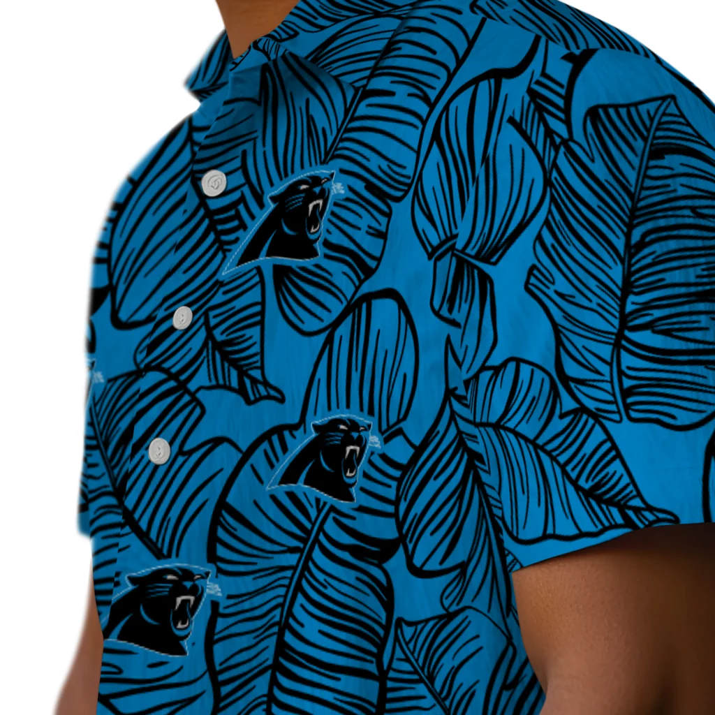 Carolina Panthers Hawaiian Shirt - Leaf Outline carolina panthers leaf outline blue hawaiian shirts trendy
