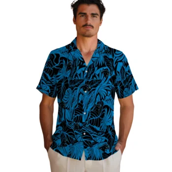 carolina panthers monstera layer blue hawaiian shirts fashion forward