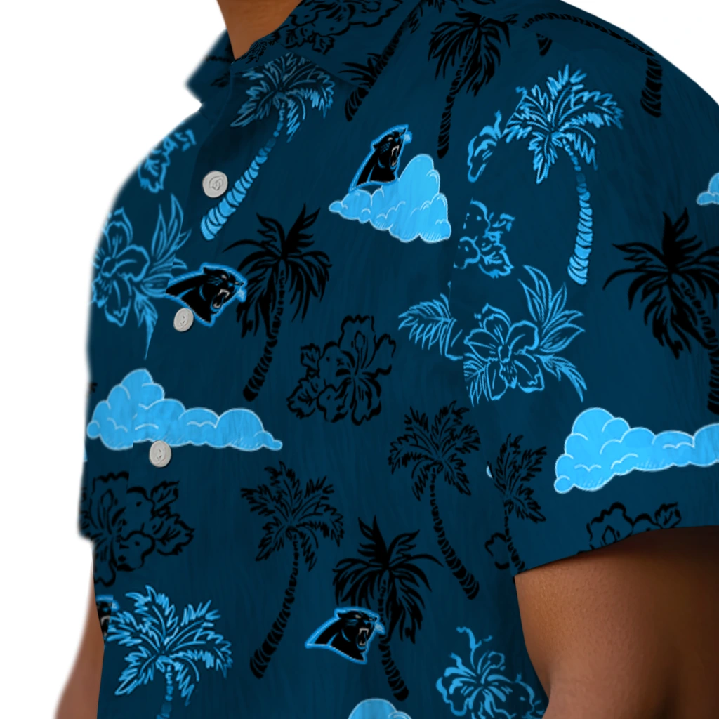 Carolina Panthers Hawaiian Shirt - Palm And Clouds carolina panthers palm and clouds blue hawaiian shirts trendy