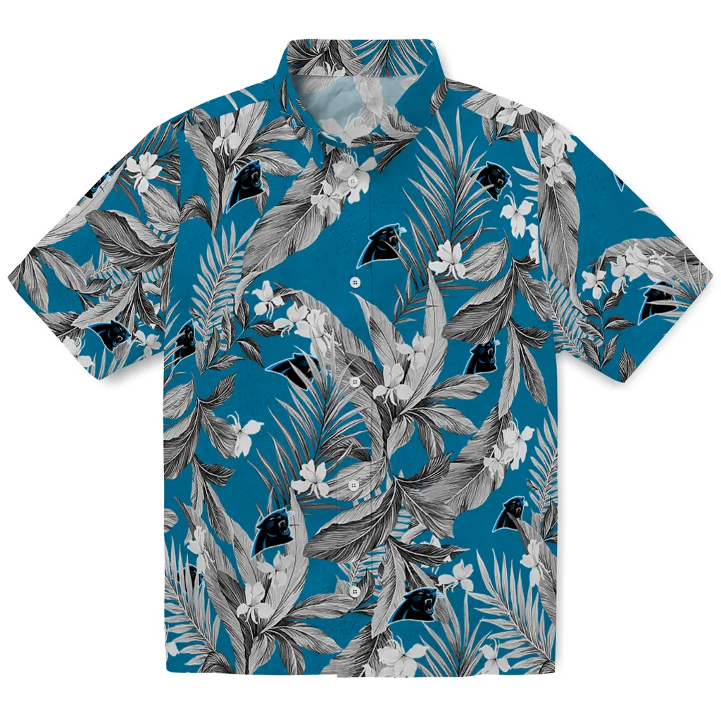 Carolina Panthers Hawaiian Shirt - Palm Leaves carolina panthers palm leaves blue hawaiian shirts best selling