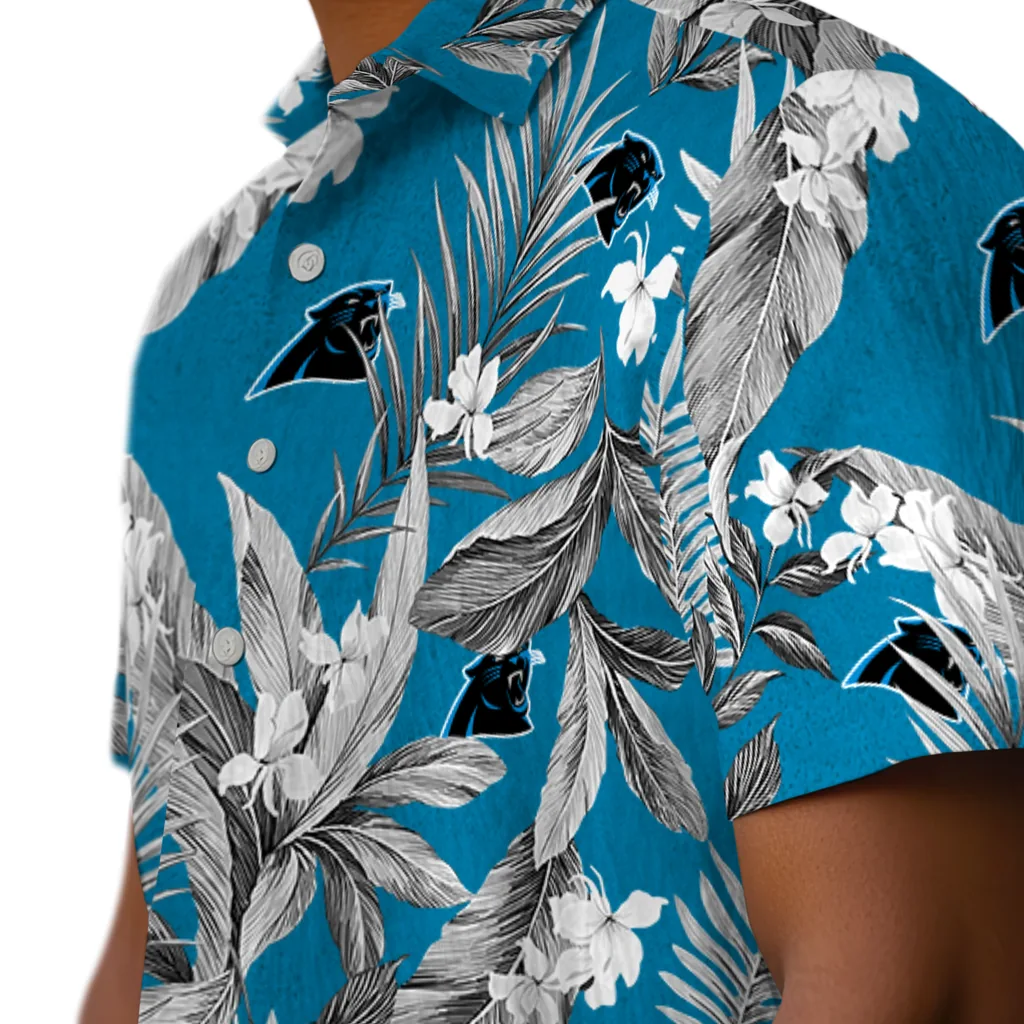 Carolina Panthers Hawaiian Shirt - Palm Leaves carolina panthers palm leaves blue hawaiian shirts trendy