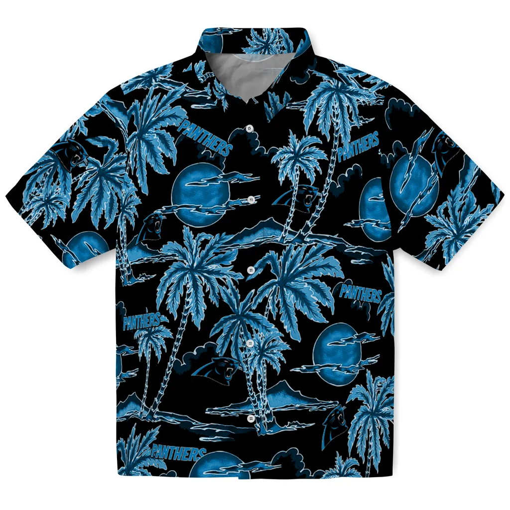 Carolina Panthers Hawaiian Shirt - Palm Sunset carolina panthers palm sunset hawaiian shirts best selling