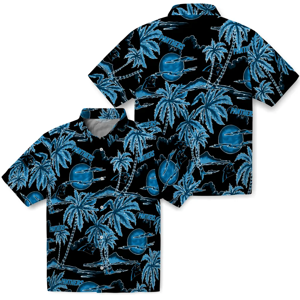 Carolina Panthers Hawaiian Shirt - Palm Sunset carolina panthers palm sunset hawaiian shirts high quality