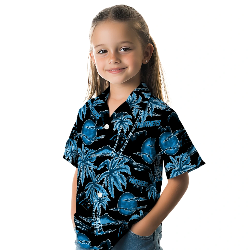 Carolina Panthers Hawaiian Shirt - Palm Sunset carolina panthers palm sunset hawaiian shirts premium grade