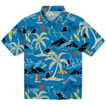 carolina panthers palm tree island blue hawaiian shirts best selling