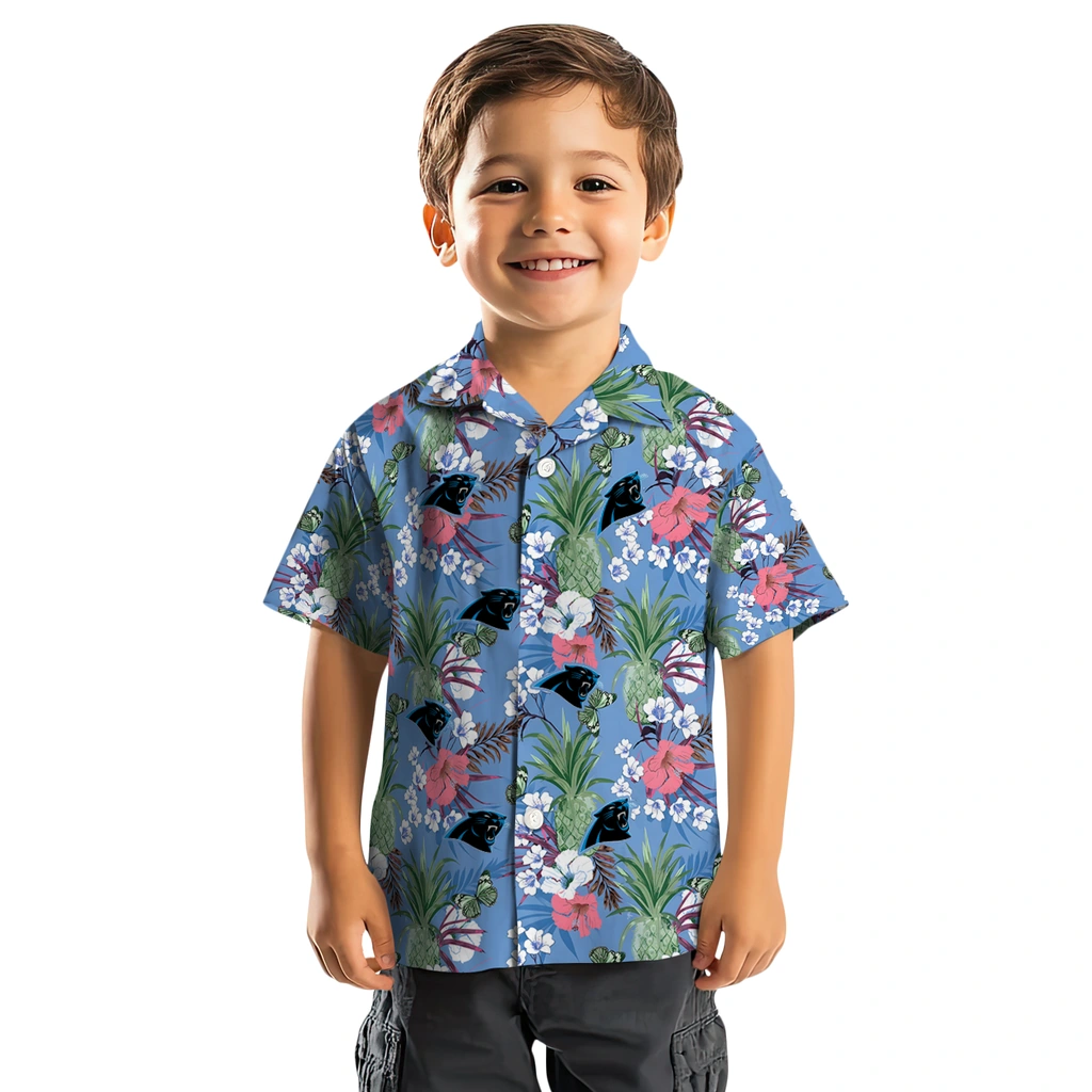 Carolina Panthers Hawaiian Shirt - Pineapple Bouquet carolina panthers pineapple bouquet best sky blue hawaiian shirts top rated