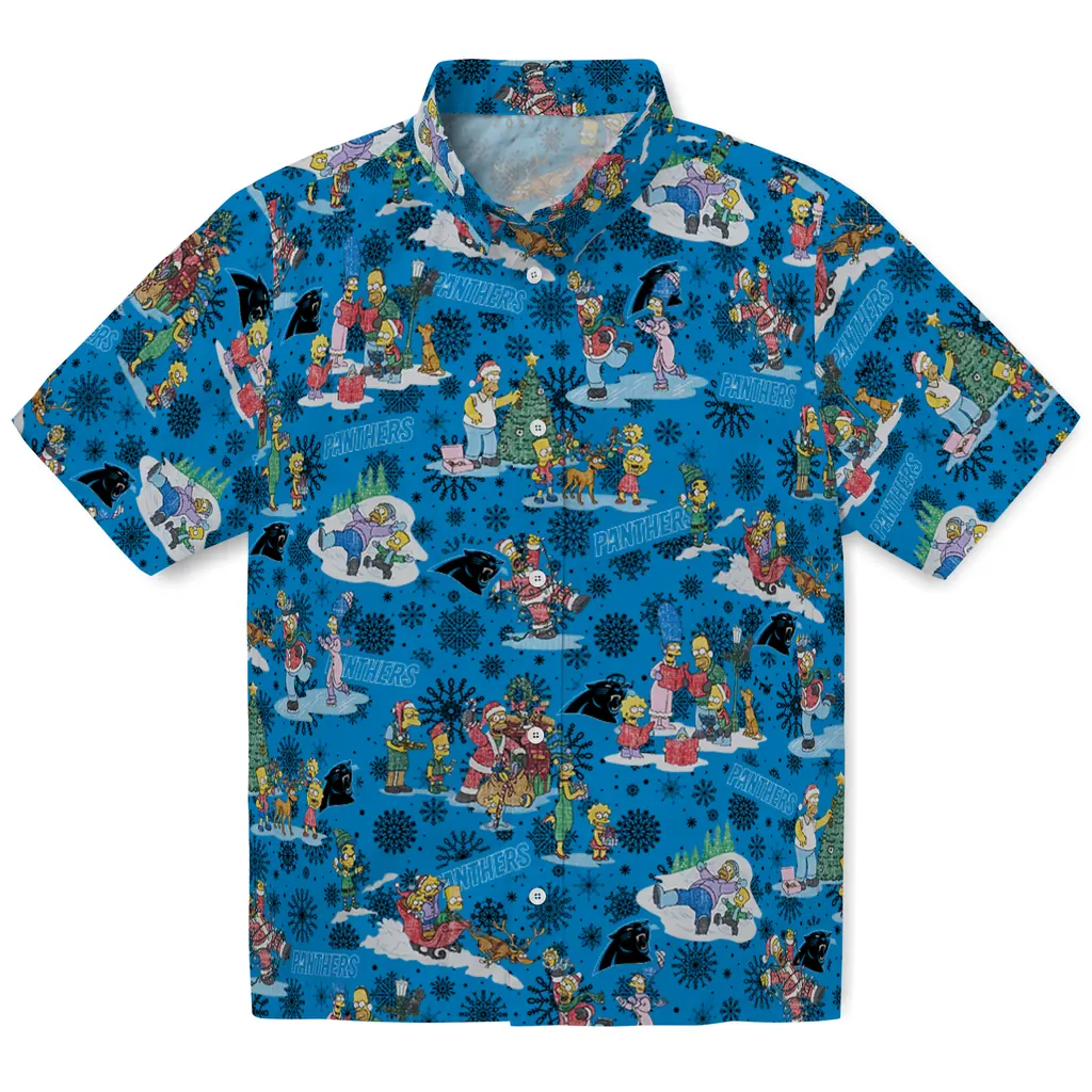 Carolina Panthers Hawaiian Shirt - Simpsons Christmas carolina panthers simpsons christmas blue hawaiian shirts best selling