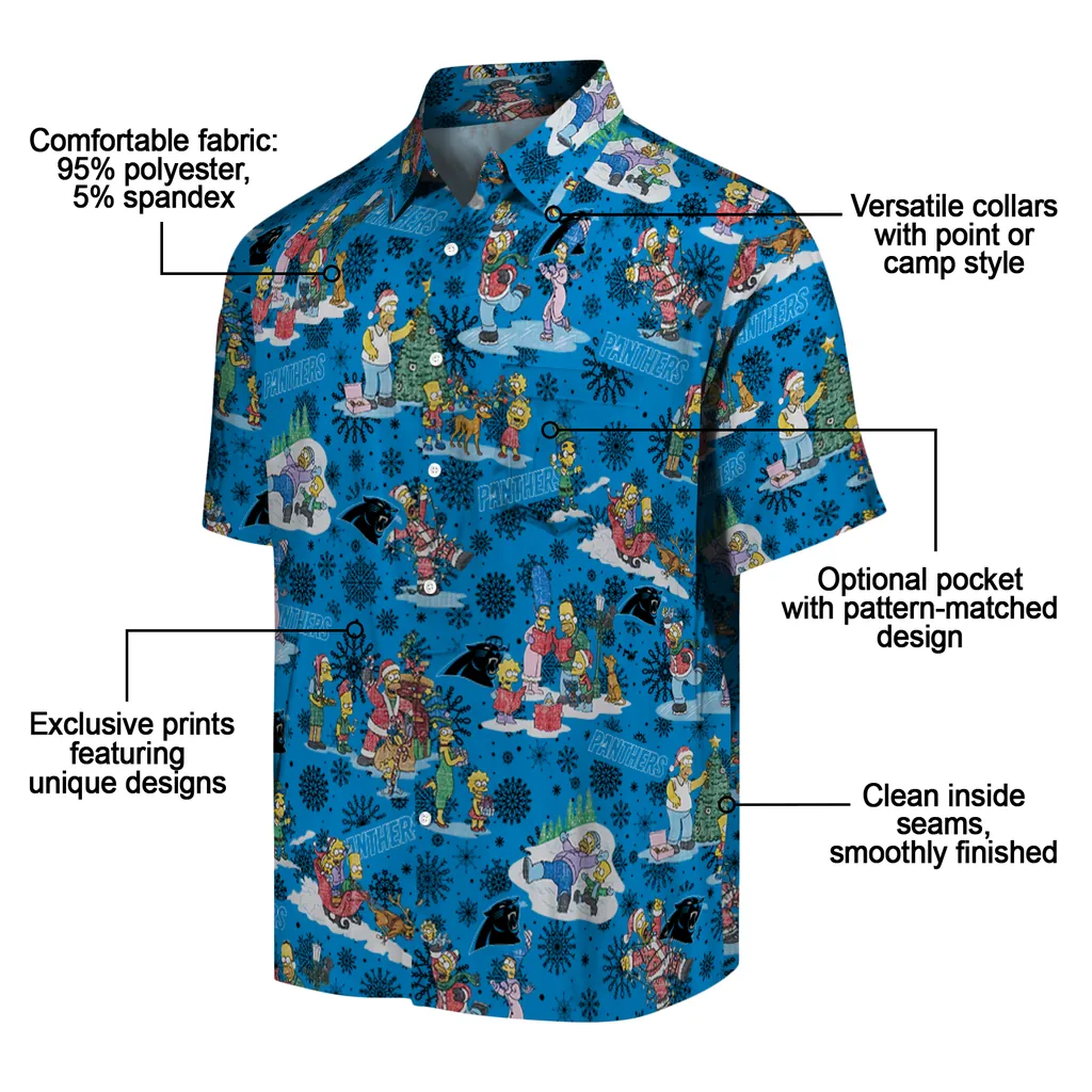 Carolina Panthers Hawaiian Shirt - Simpsons Christmas carolina panthers simpsons christmas blue hawaiian shirts new arrival
