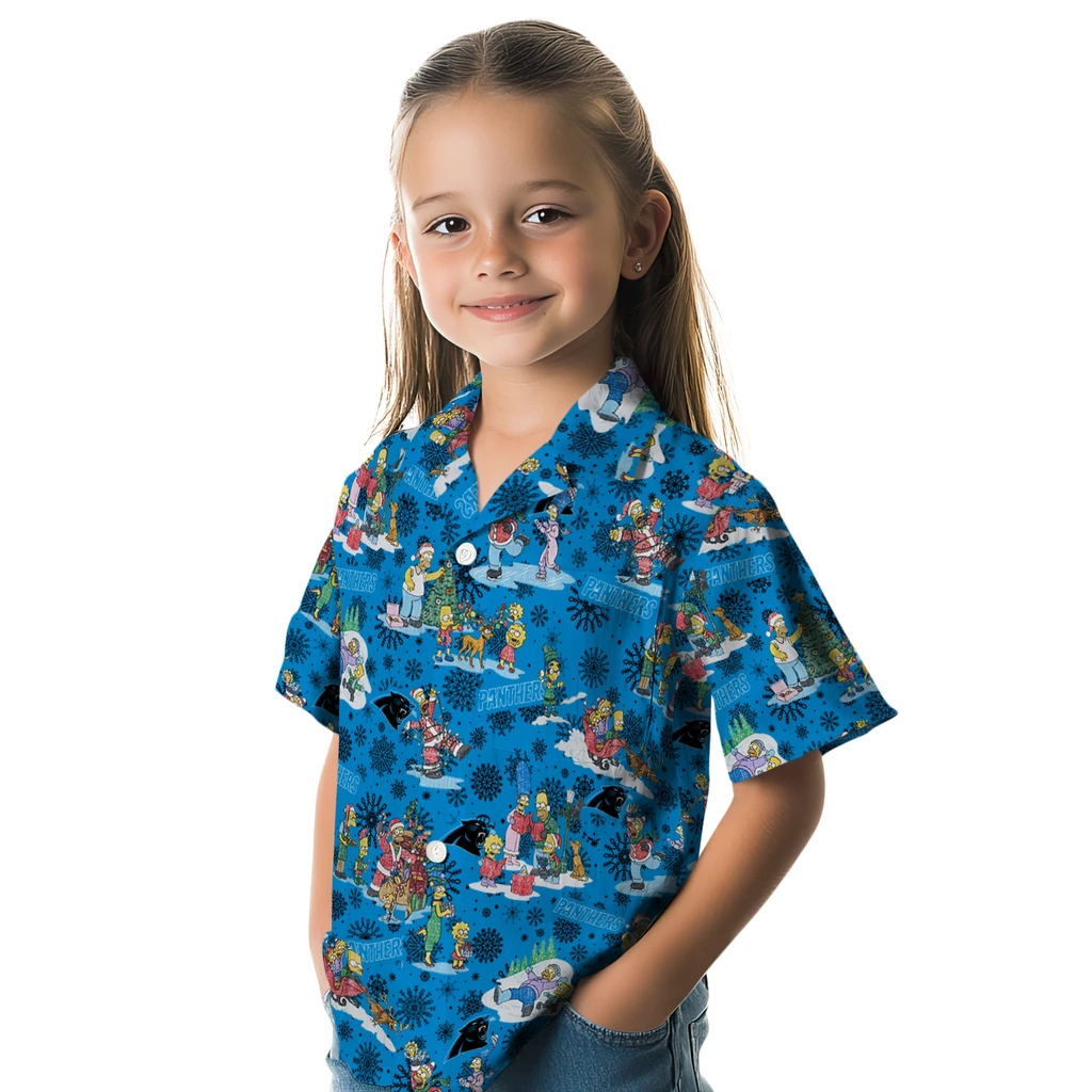Carolina Panthers Hawaiian Shirt - Simpsons Christmas carolina panthers simpsons christmas blue hawaiian shirts premium grade