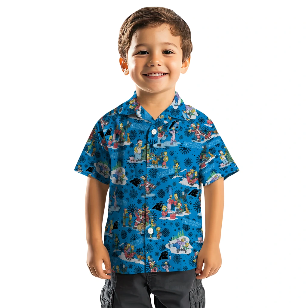 Carolina Panthers Hawaiian Shirt - Simpsons Christmas carolina panthers simpsons christmas blue hawaiian shirts top rated