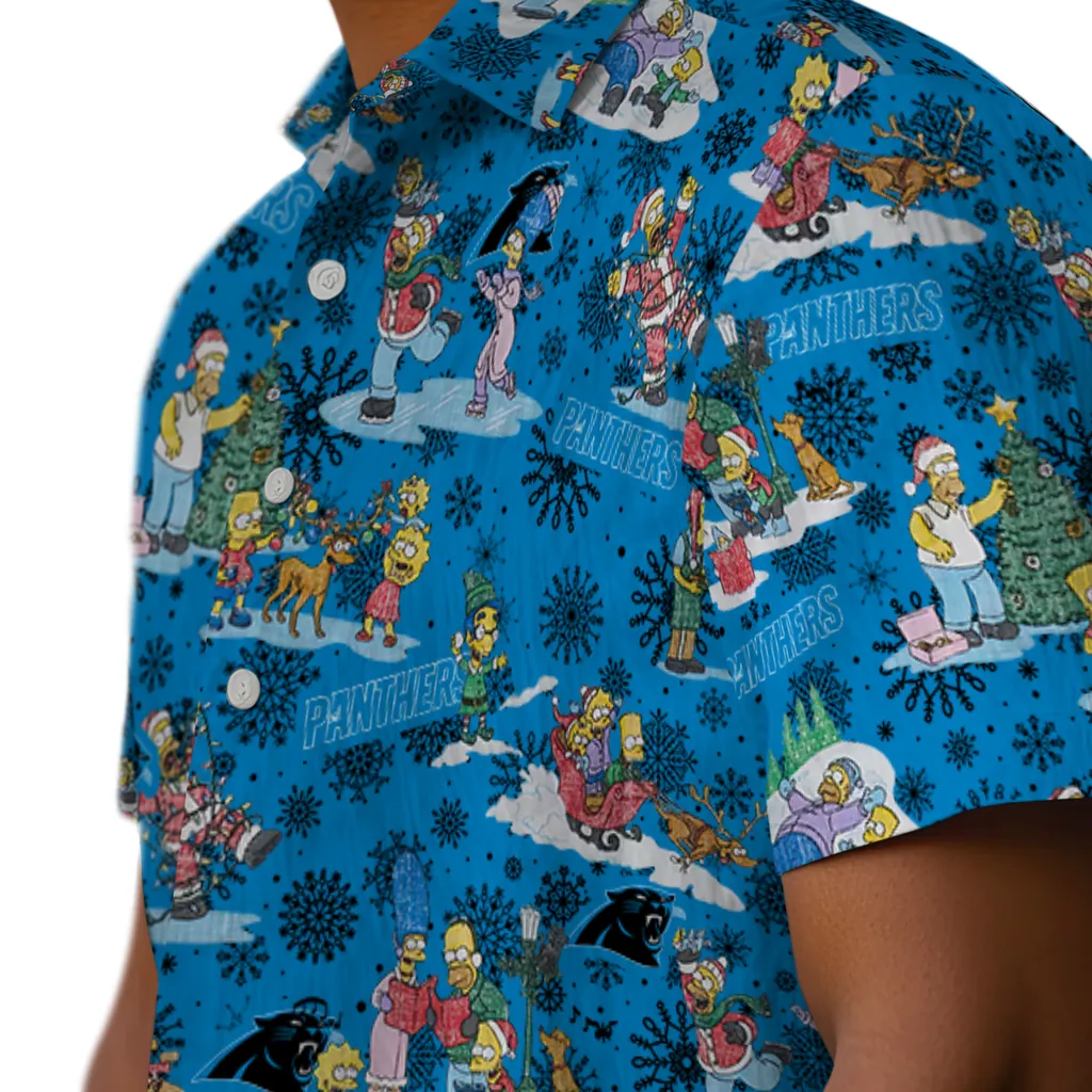 Carolina Panthers Hawaiian Shirt - Simpsons Christmas carolina panthers simpsons christmas blue hawaiian shirts trendy