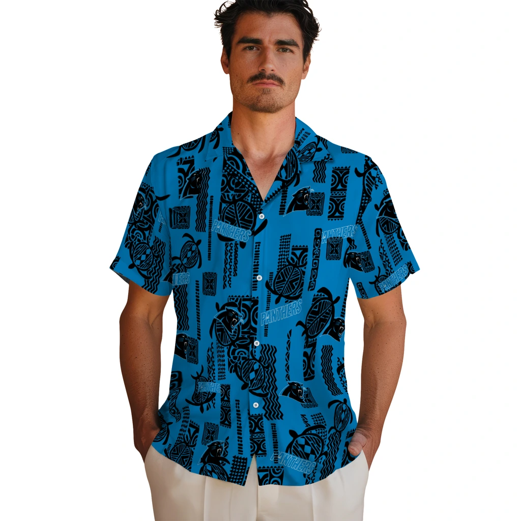 Carolina Panthers Hawaiian Shirt - Turtle Lines carolina panthers turtle lines blue hawaiian shirts fashion forward