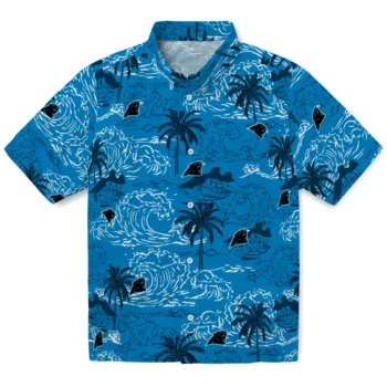 carolina panthers wave palm blue hawaiian shirts best selling