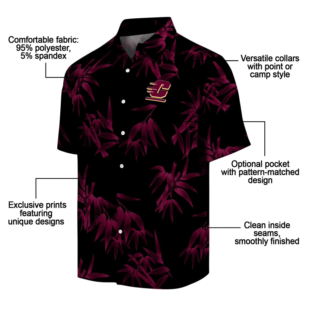 Central Michigan Chippewas Hawaiian Shirt - Bamboo Branches central michigan chippewas bamboo branches maroon black hawaiian shirts new arrival