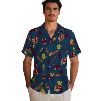 central michigan chippewas beach vibe navy hawaiian shirts fashion forward