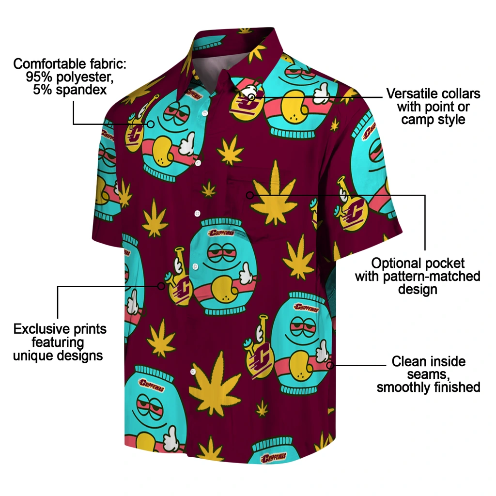 Central Michigan Chippewas Hawaiian Shirt - Chill Vibe central michigan chippewas bong smile maroon hawaiian shirts new arrival