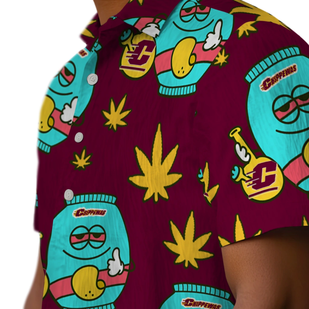 Central Michigan Chippewas Hawaiian Shirt - Chill Vibe central michigan chippewas bong smile maroon hawaiian shirts trendy