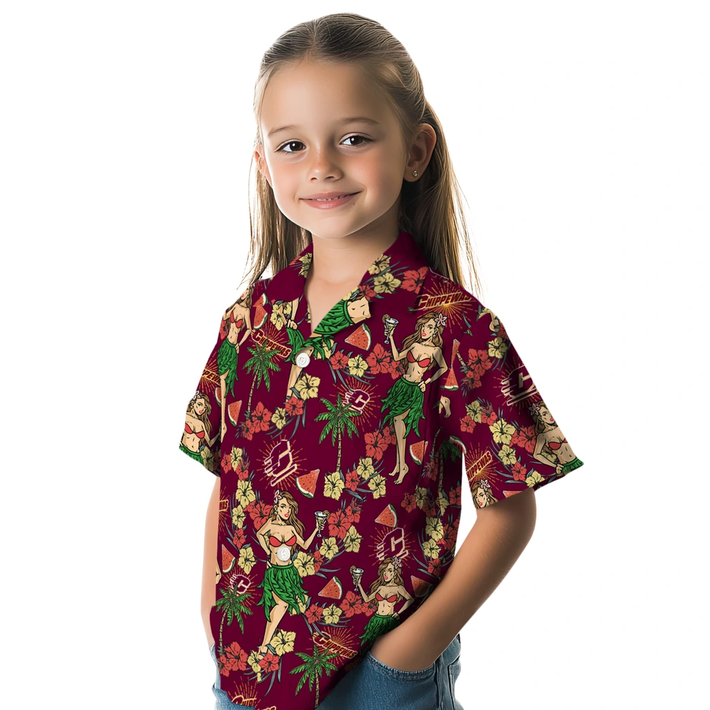 Central Michigan Chippewas Hawaiian Shirt - Hawaiian Girls Design central michigan chippewas hawaiian girls design maroon hawaiian shirts premium grade