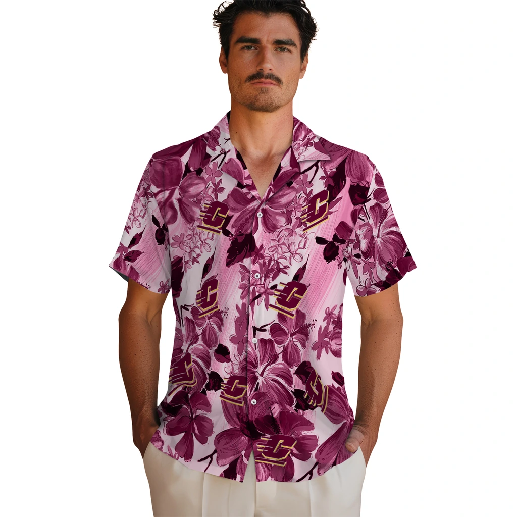 Central Michigan Chippewas Hawaiian Shirt - Hibiscus Arrangement central michigan chippewas hibiscus arrangement maroon hawaiian shirts fashion forward