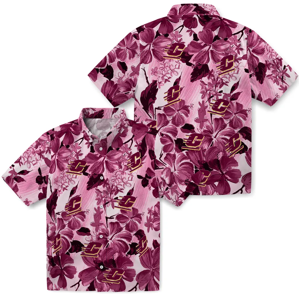 Central Michigan Chippewas Hawaiian Shirt - Hibiscus Arrangement central michigan chippewas hibiscus arrangement maroon hawaiian shirts high quality